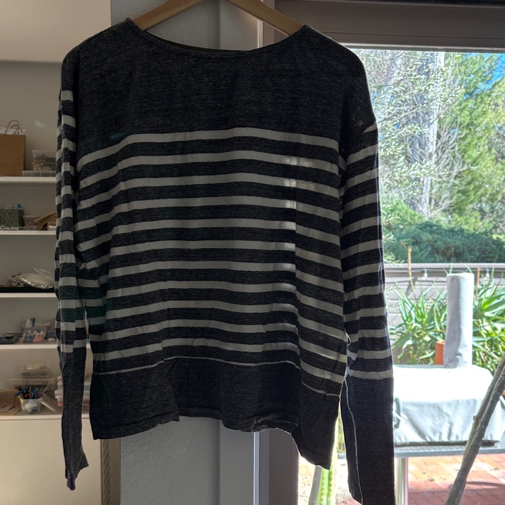 Opening Ceremony Black and White Striped Long Sleeve Top
